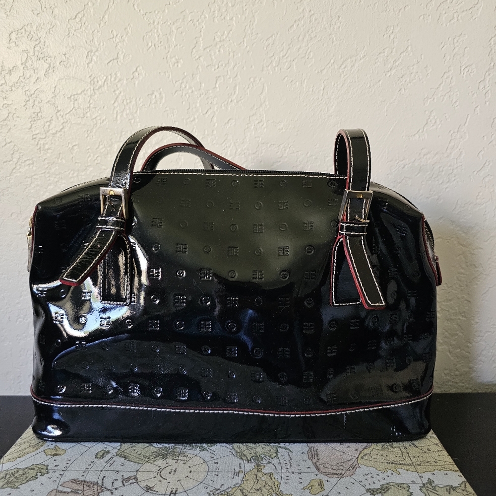 Arcadia‎ black patent leather made in Italy shoulder bag